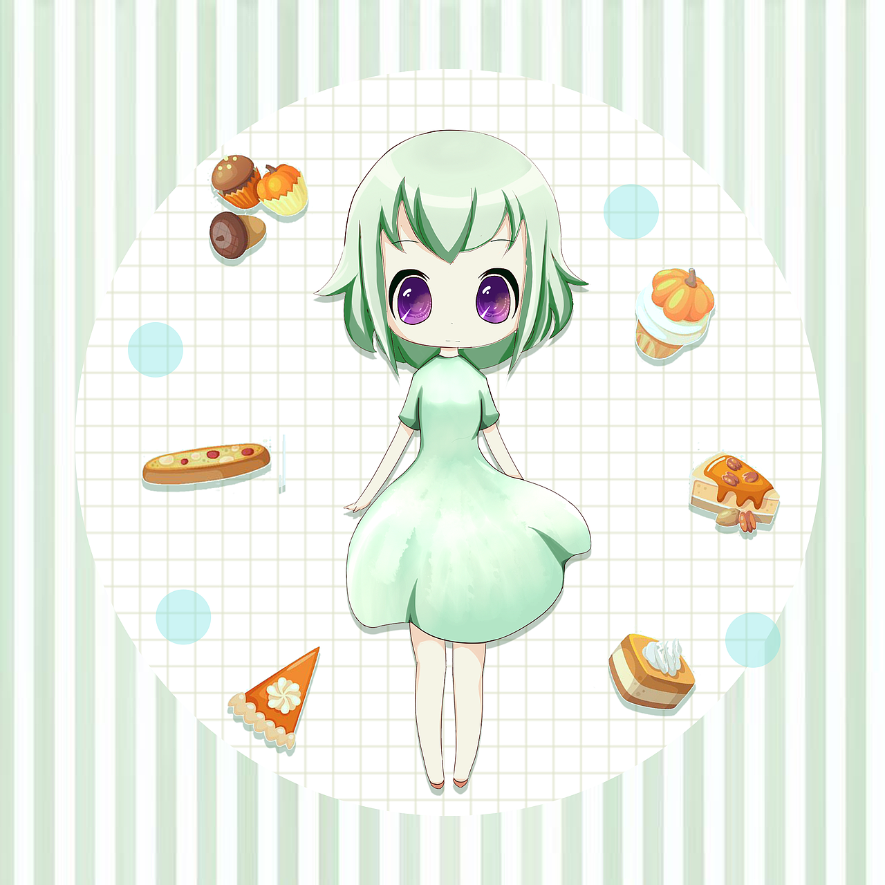 手绘q版甜点女孩