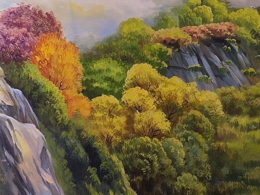 大厅背景山水风景壁画