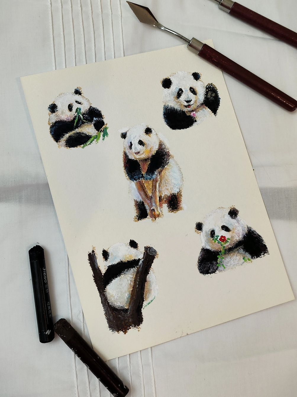手绘大熊猫果赖