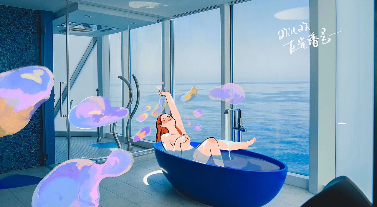 面朝大海来一个彩色的泡泡浴,这样的梦我也有~