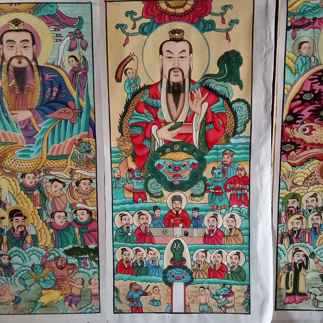 道教道士做法专用神像家族供奉神像寺庙背景墙佛像壁画