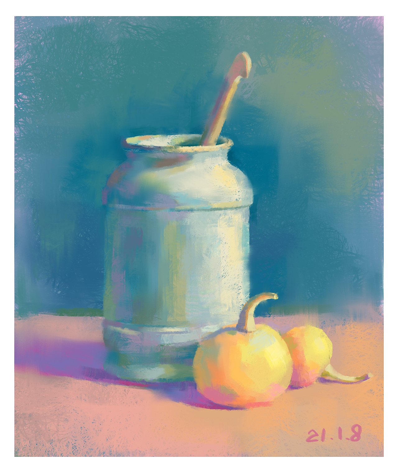 色彩斑斓的白罐子