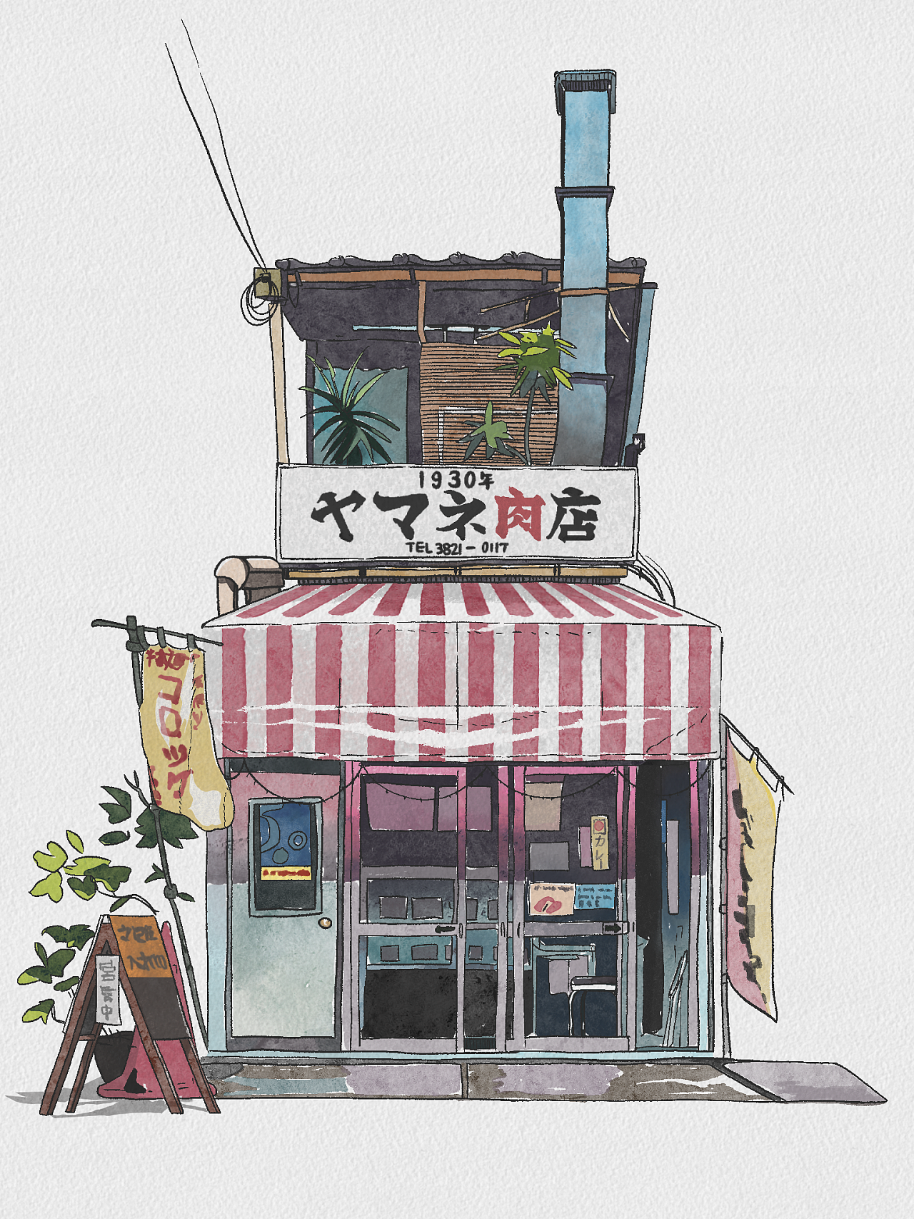 东京小铺水彩图片