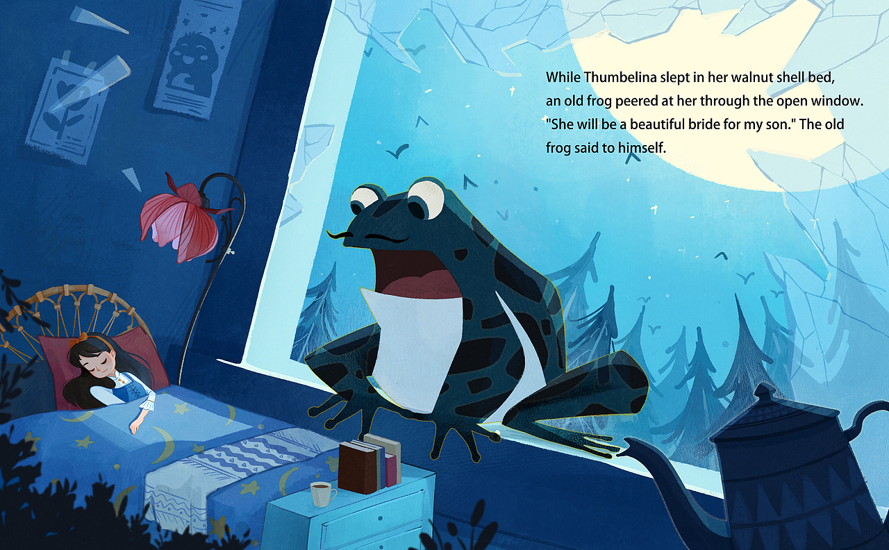 《拇指姑娘》绘本插画练习（图ZMzYyMjM4NzAw） - 绘本 - 站酷设计师一笔草草原创素材 - 站酷ZCOOL