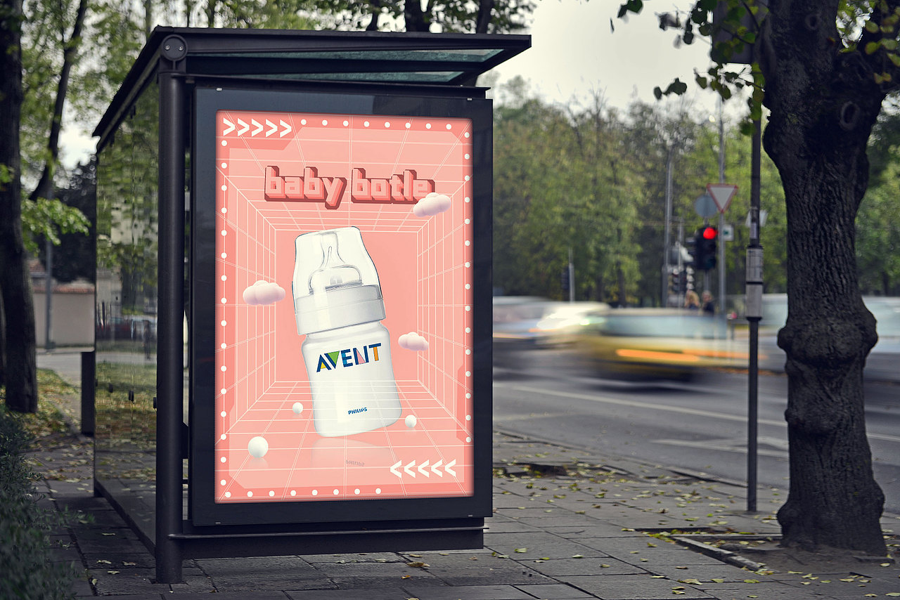 婴儿奶瓶海报宝宝用品海报设计感母婴用品海报系列