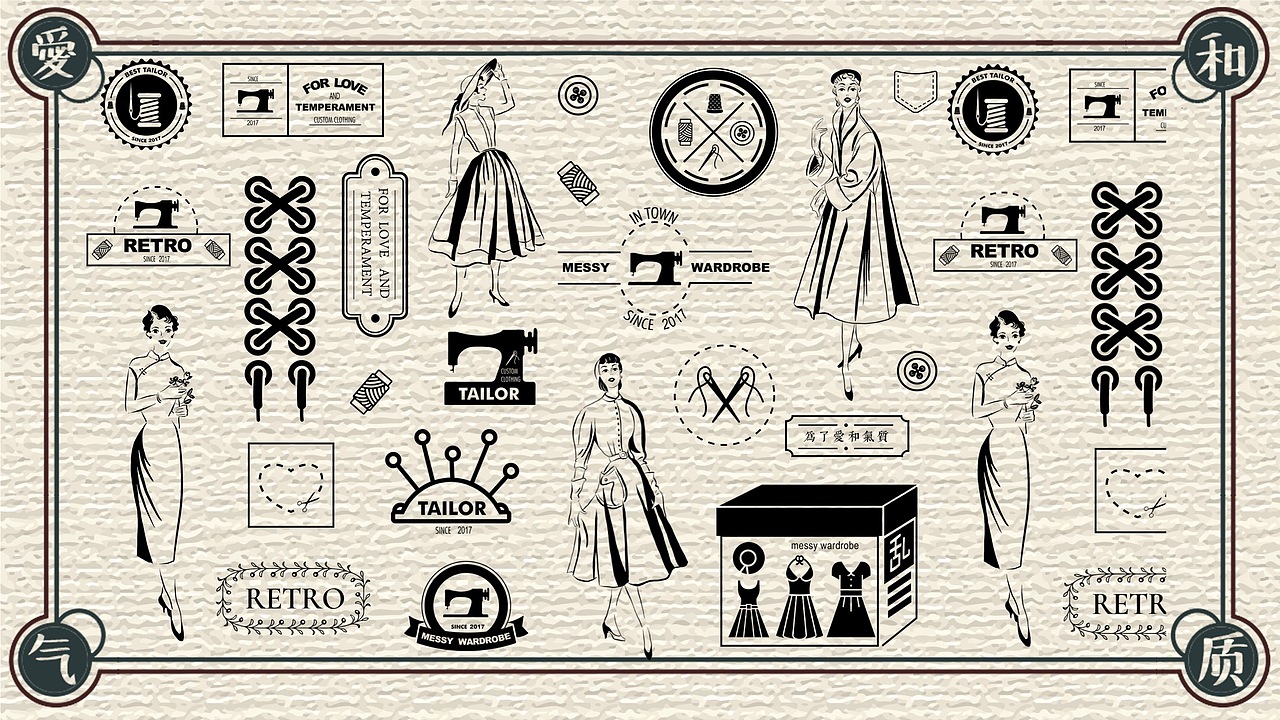 【毕业设计】复古服装品牌VI设计（图ZMTI0NTkzNDE2） - 品牌 - 站酷设计师媛大大头原创素材 - 站酷ZCOOL