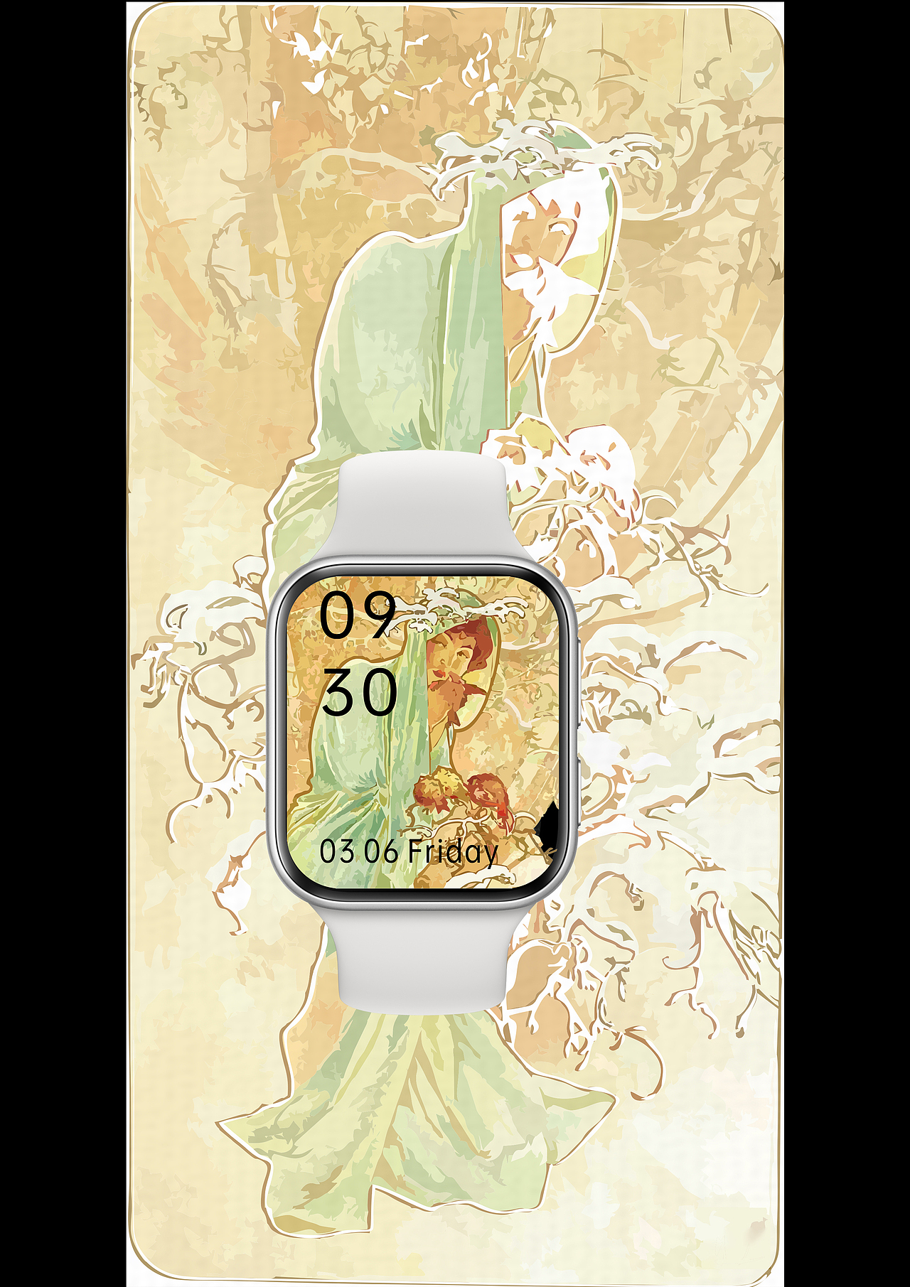 OPPO WATCH -致敬穆夏-仿四季（图ZMjAxMDgyNDMy） - 主题/皮肤 - 站酷设计师语雪森原创素材 - 站酷ZCOOL
