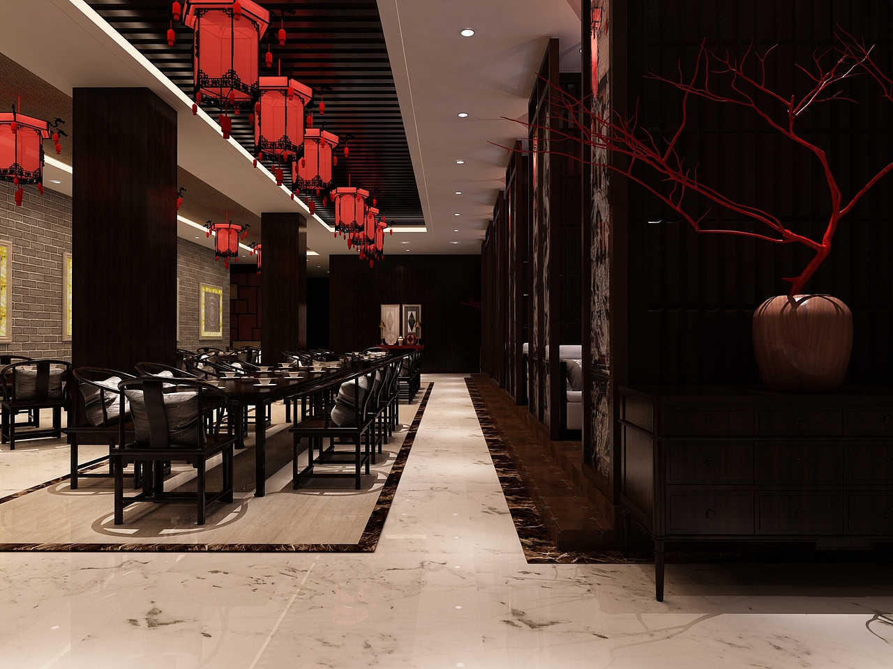 大型中式餐厅设计（图ZNDk5NDY1NTY=） - 家装设计 - 站酷设计师张璞原创素材 - 站酷ZCOOL