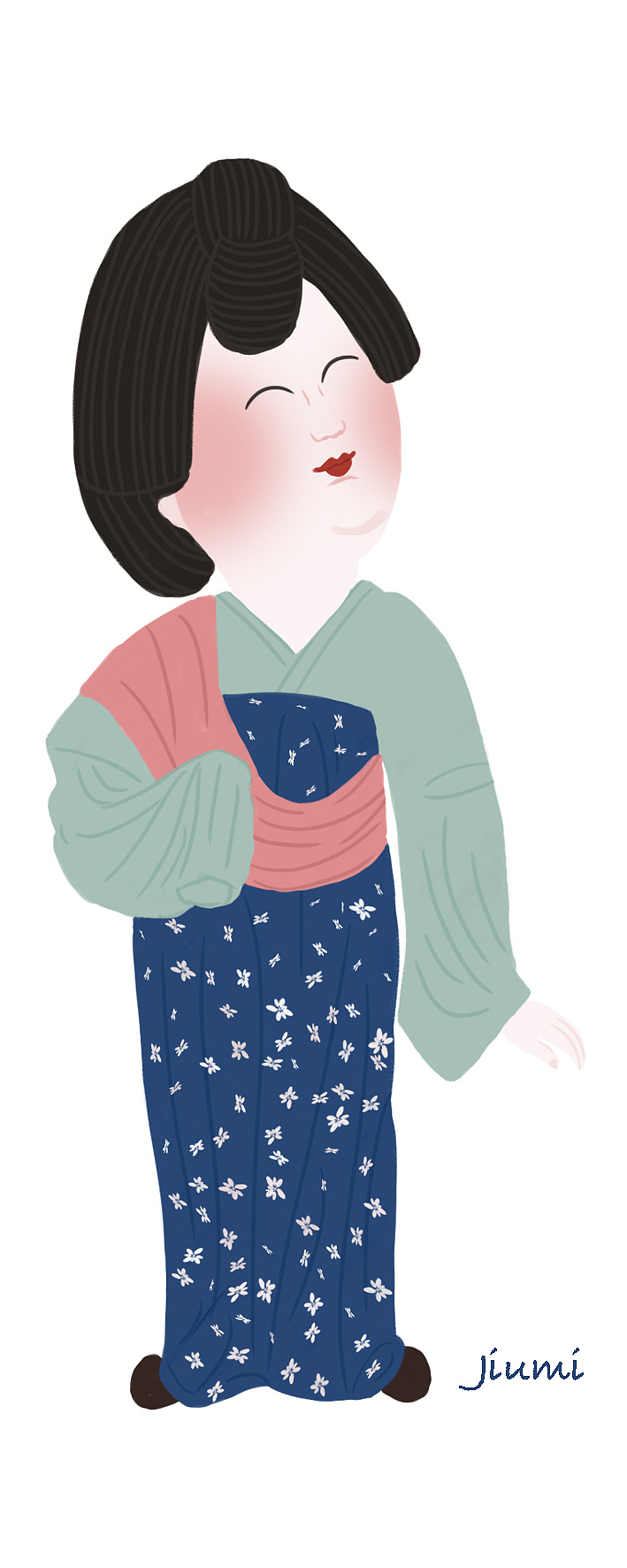 西安唐代仕女俑插画