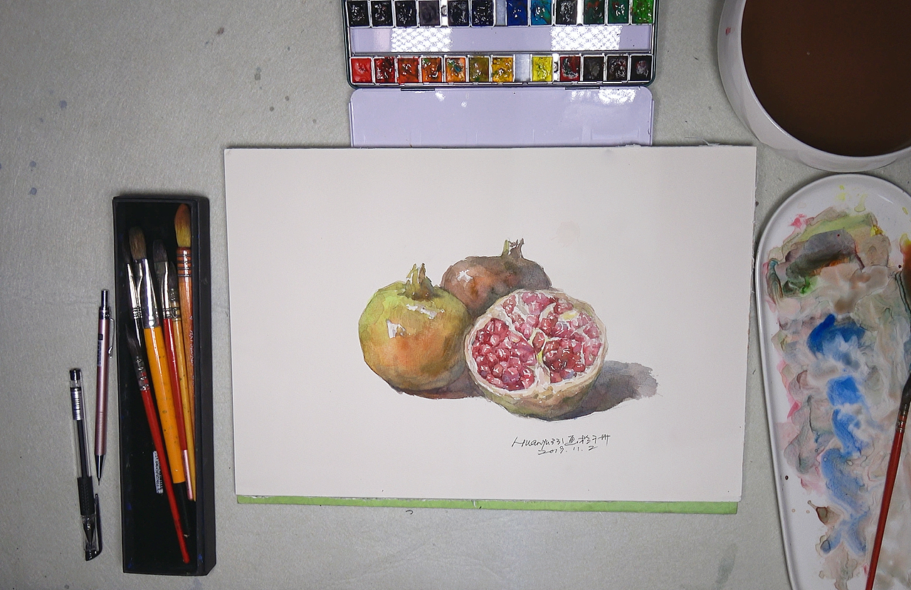 石榴（图ZMTgzNTc2OTUy） - 绘画 - 站酷设计师萃艺博课堂原创素材 - 站酷ZCOOL