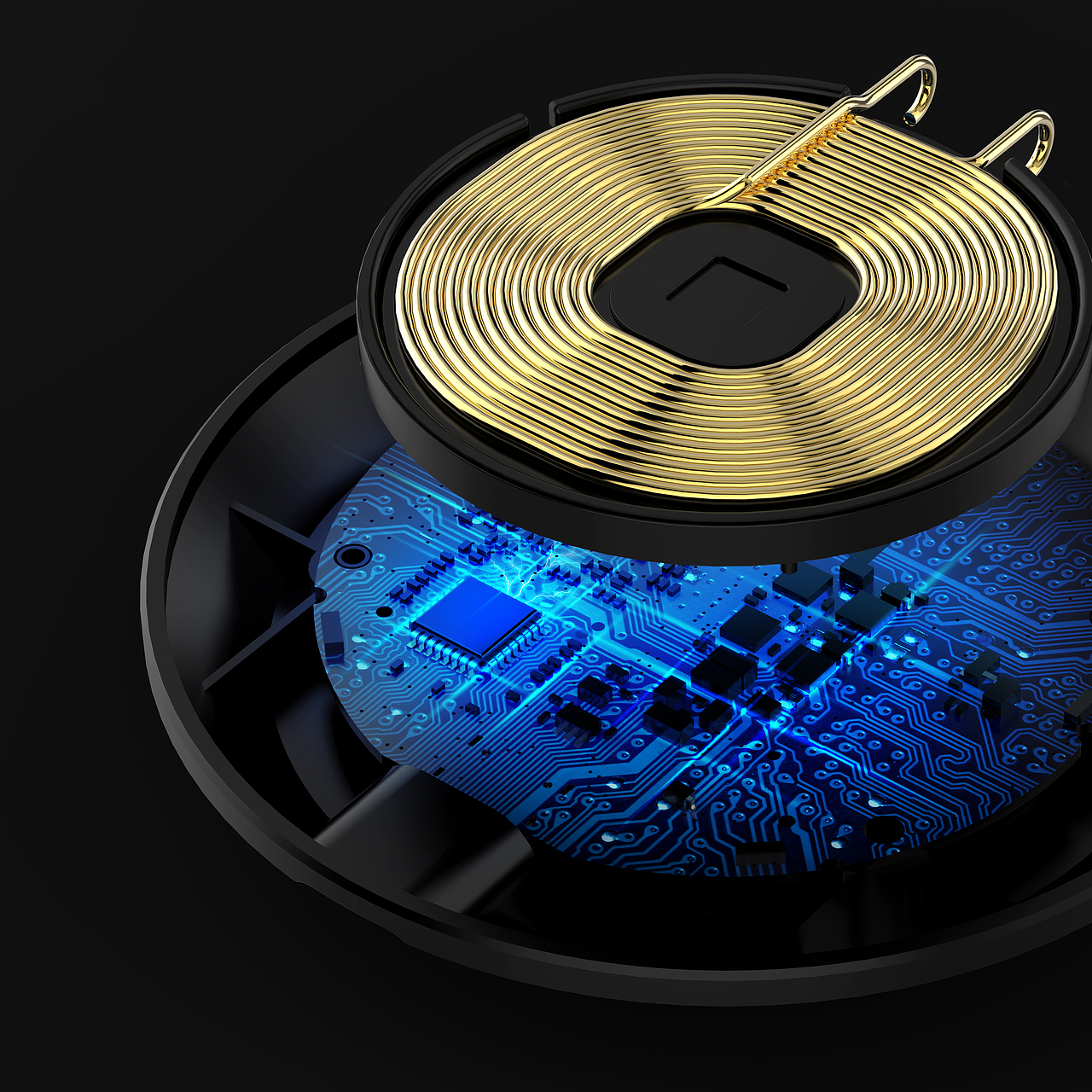 产品效果图渲染 | 无线充电器内部结构图