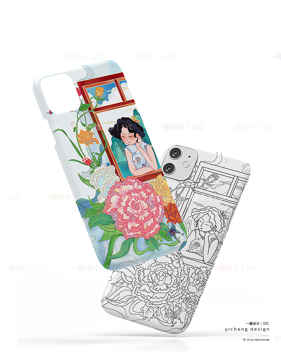 中国风纯手绘插画节日海报-母亲节
