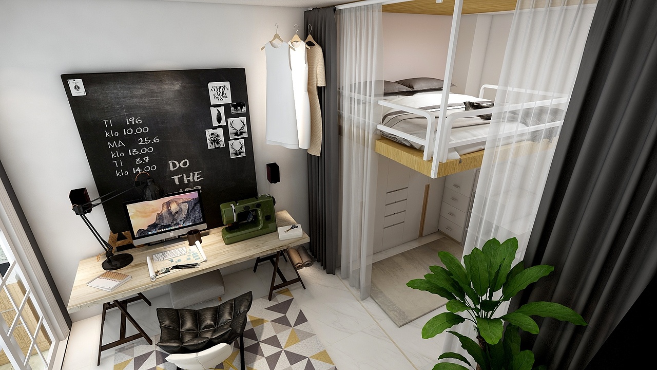 28平米一居室小户型室内效果设计