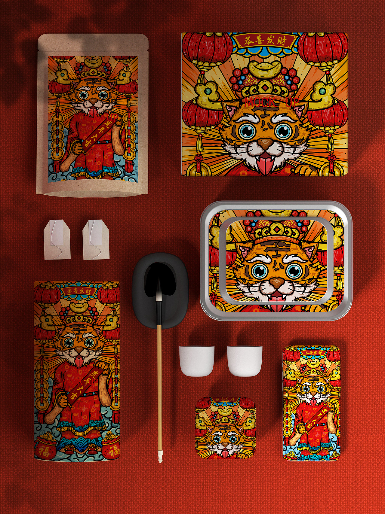 一些国潮老虎插画