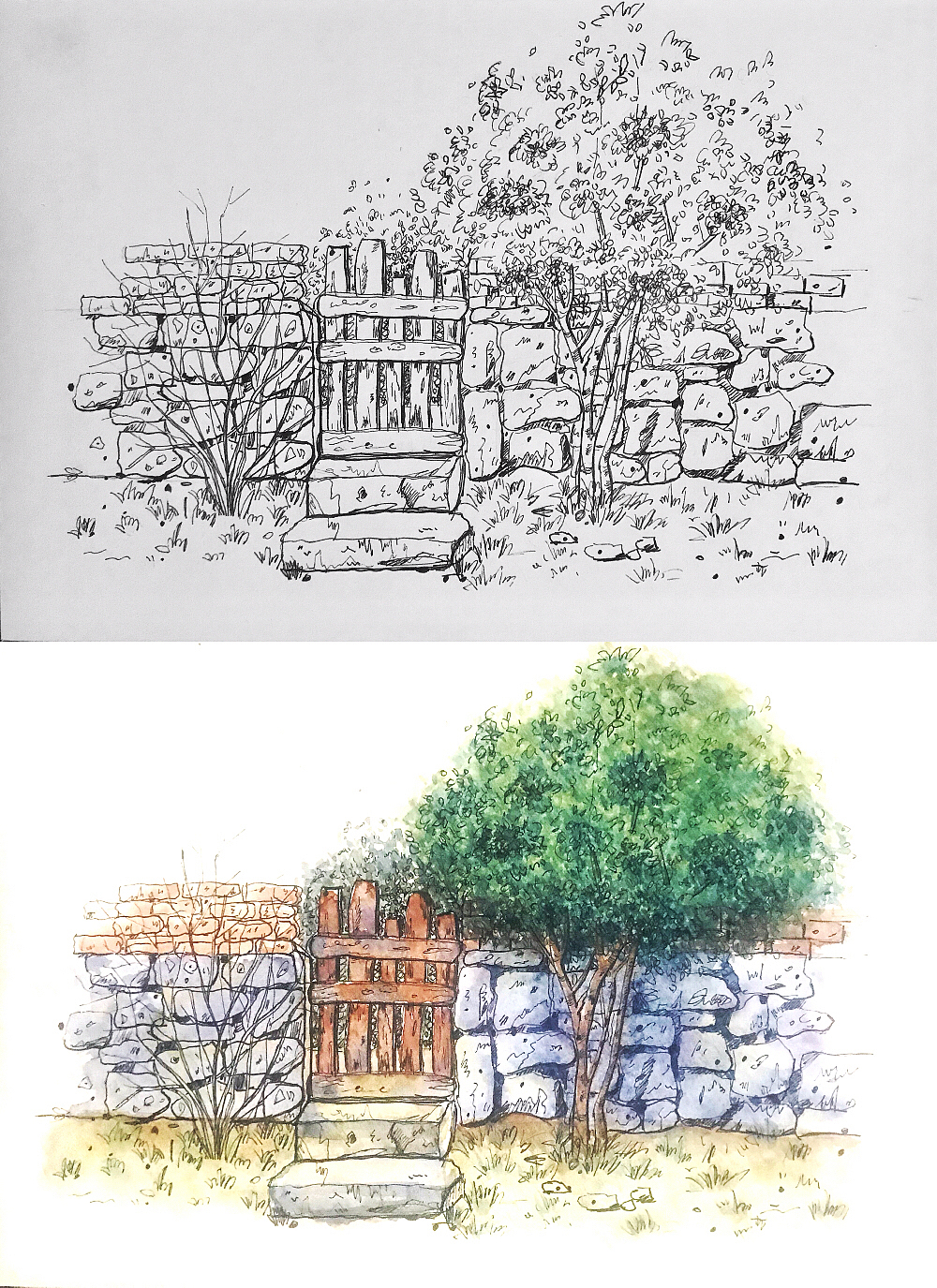 淡彩小景完成稿