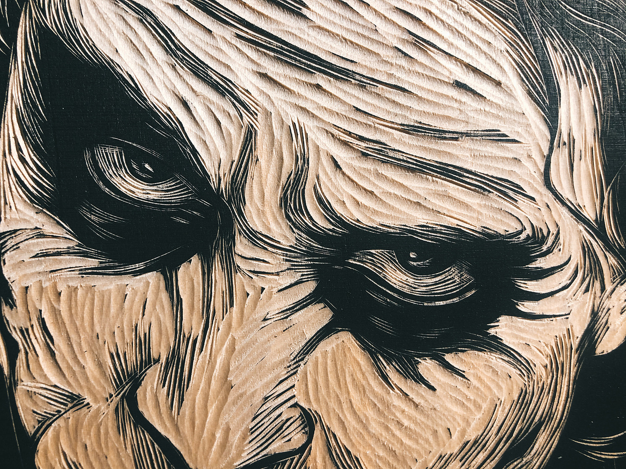 手工雕刻黑白木刻版画【小丑·希斯莱杰】（图ZMjMyODMzMjIw） - 绘画 - 站酷设计师南山晓原创素材 - 站酷ZCOOL