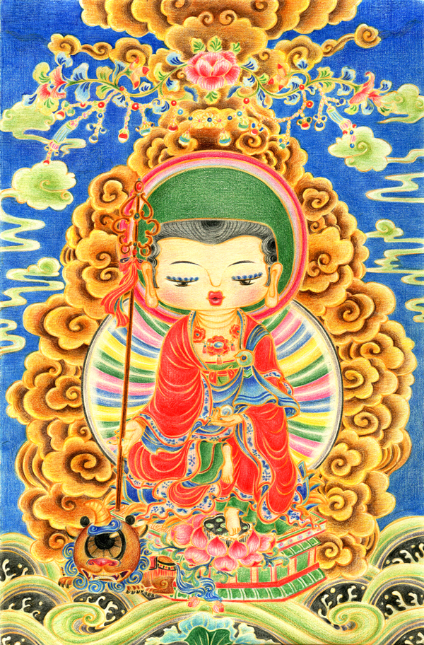 地藏王菩萨彩铅画图片