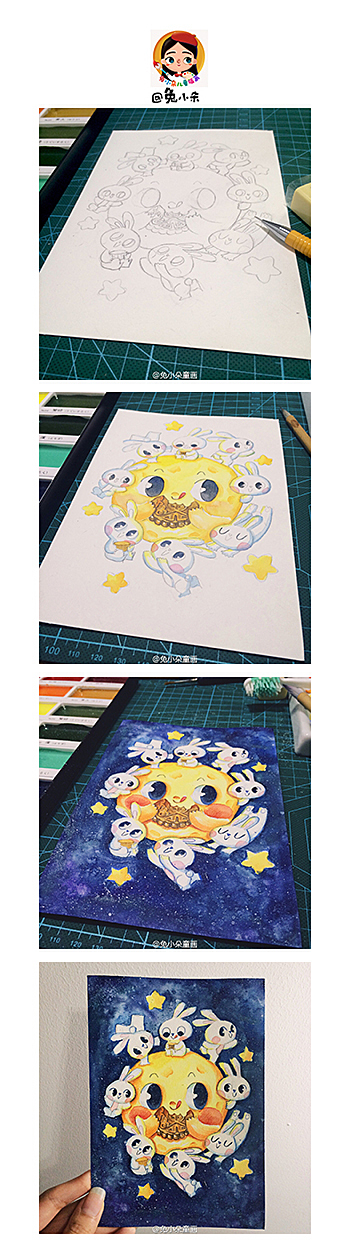兔小朵插画——《兔儿月儿圆》