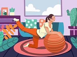 IPAD插畫 瑜伽運(yùn)動(dòng)人物