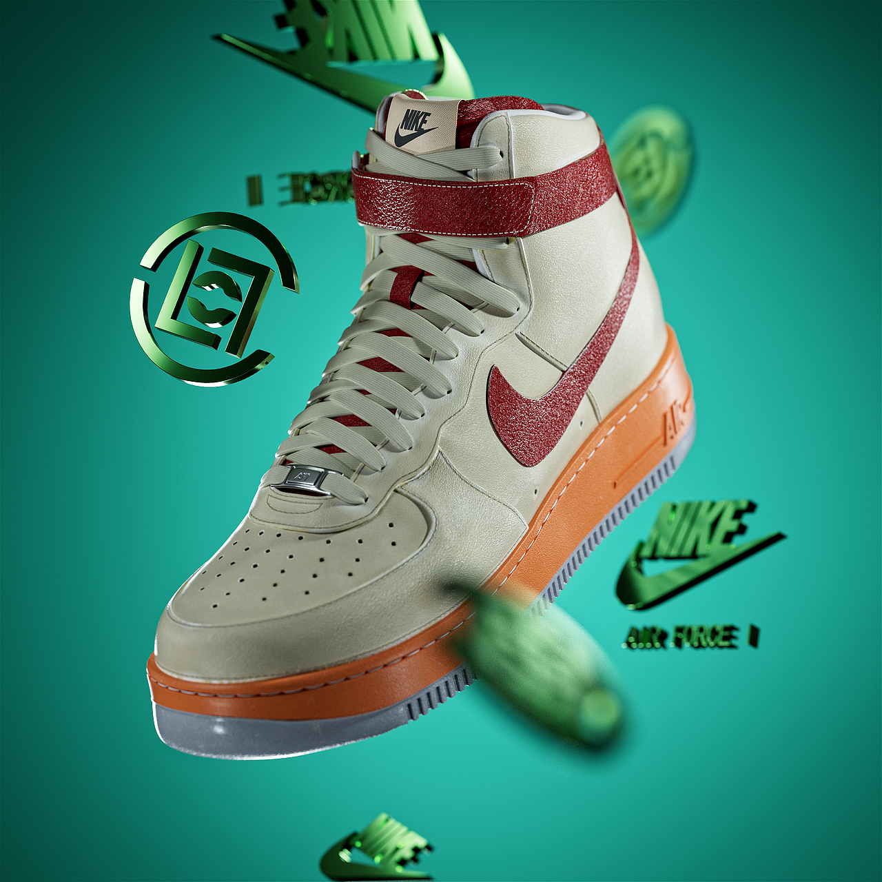 Clot x Nike AF-1 死亡之吻 #鞋子渲染（图ZMjg4MDA3ODAw） - 产品 - 站酷设计师三点是饮茶的时间原创素材 - 站酷ZCOOL