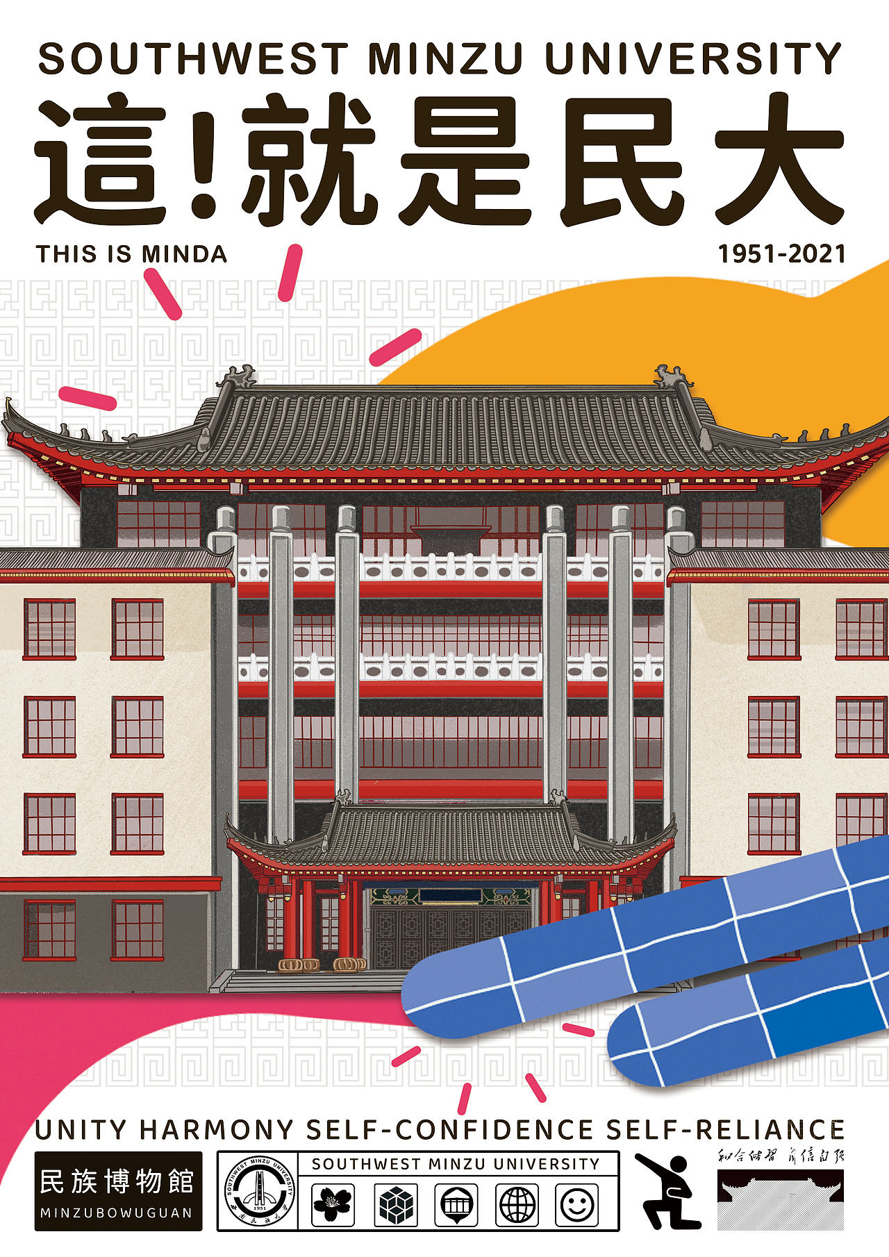 西南民族大学《這！就是民大》校园文创（图ZMjU4NTc0Nzgw） - 海报 - 站酷设计师_大何_原创素材 - 站酷ZCOOL