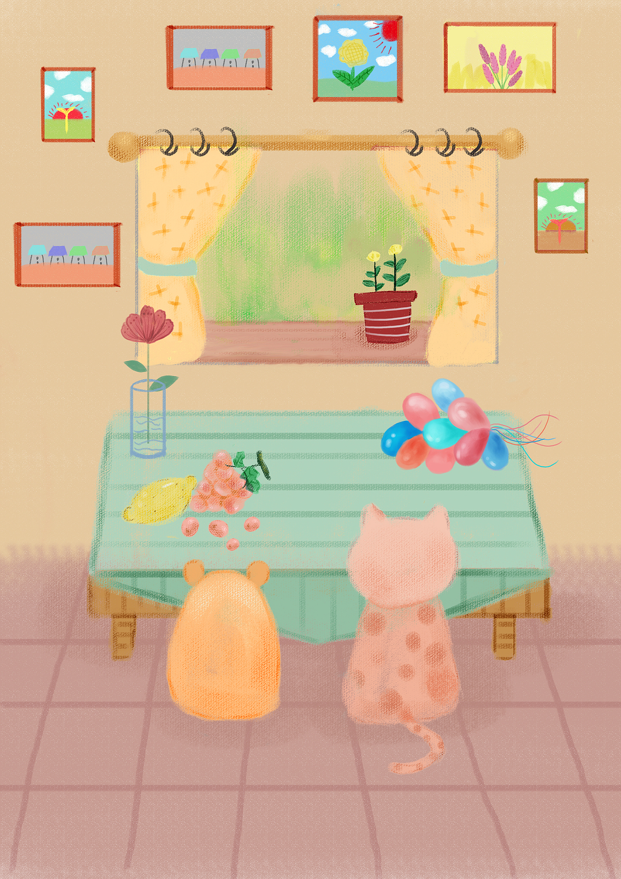 绘本插画——花小猫