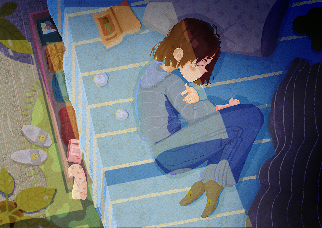 一个人心情不好（图ZMTkyNTc1NTE2） - 创作习作 - 站酷设计师呃小的原创素材 - 站酷ZCOOL