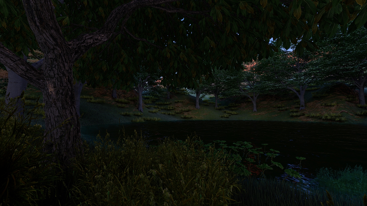 雨天小树林工业设计3D游戏场景建模渲染动画