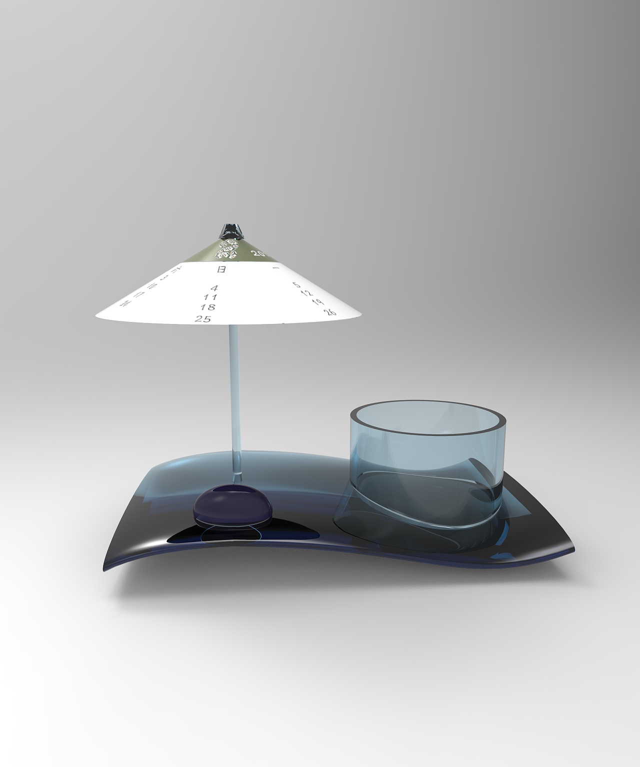 把福州"三宝"之一的油纸伞与日历结合,日历中加入传统纹样设计,添加