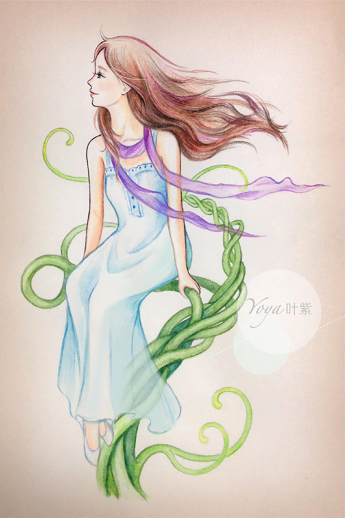 森女小清新风格彩铅手绘