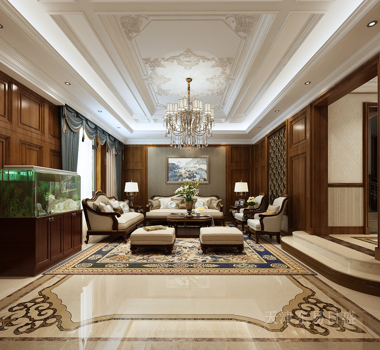 380平新新逸墅别墅新古典主义风格装修效果图