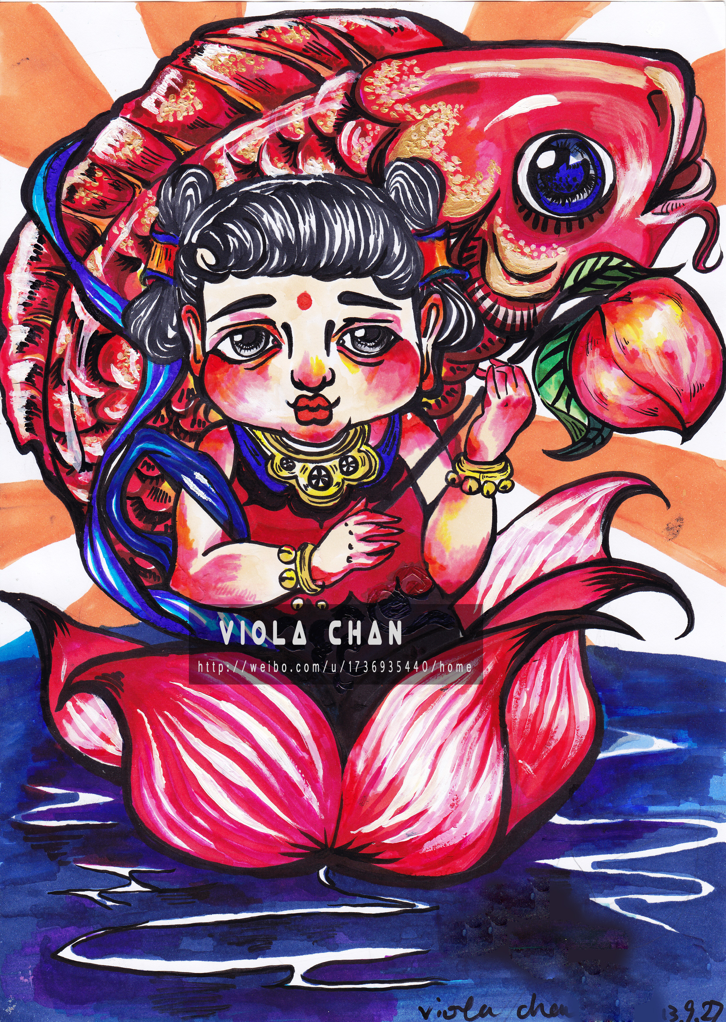 坐莲童子|插画|商业插画|陈噗噗 - 原创作品 - 站酷 (zcool)