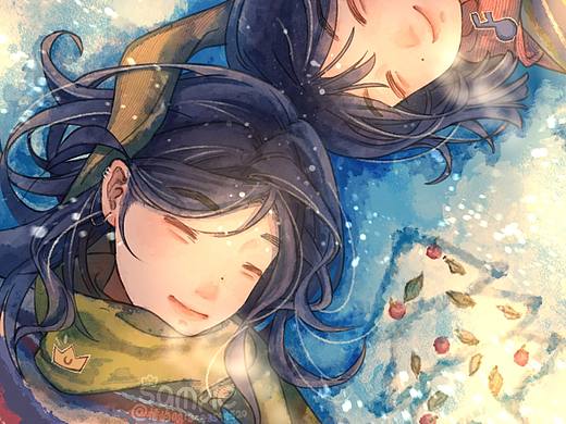 一起躺雪地上过圣诞