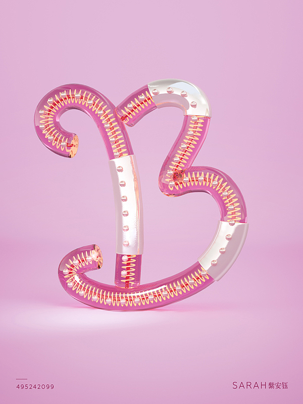 26字母c4d设计3d字体设计金属字英文字母紫安钰