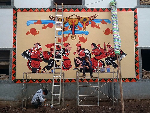 曲靖新农村民族文化墙彩绘壁画