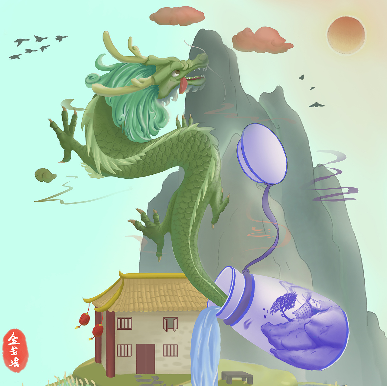 龙腾稻中|插画|儿童插画|金戋浅 - 原创作品 - 站酷 (zcool)