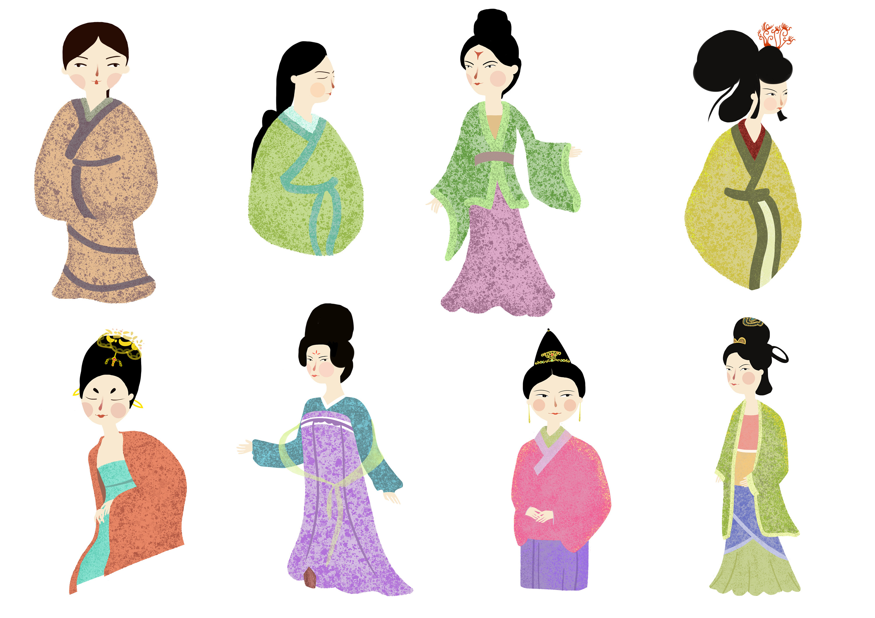 各朝代仕女人物插画