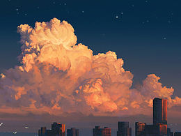 夕阳下🌇的城市与云彩 绝美!🌹