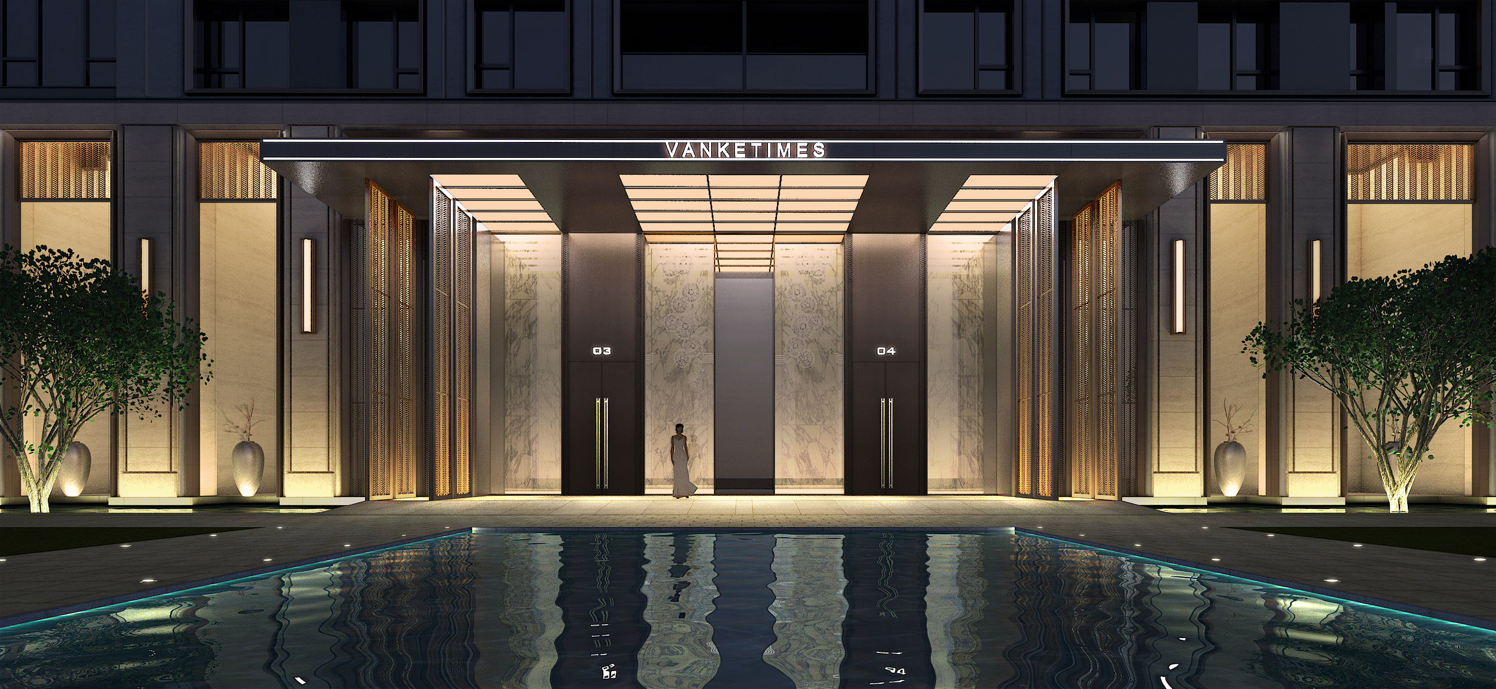 某住宅楼小区夜景灯光设计