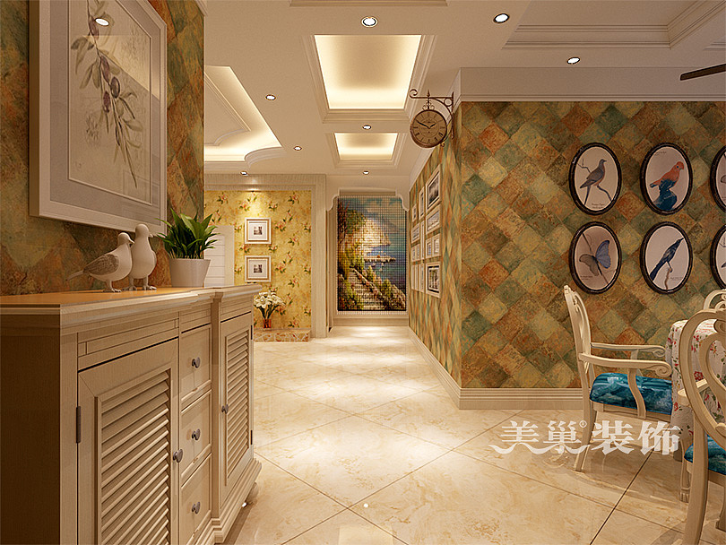 升龙天玺装修效果图三房户型133平混搭案例——玄关