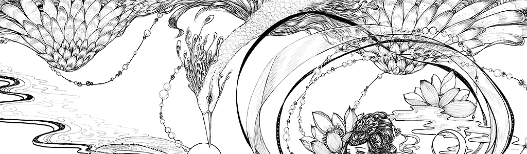 花见 唯美黑白线稿 手稿