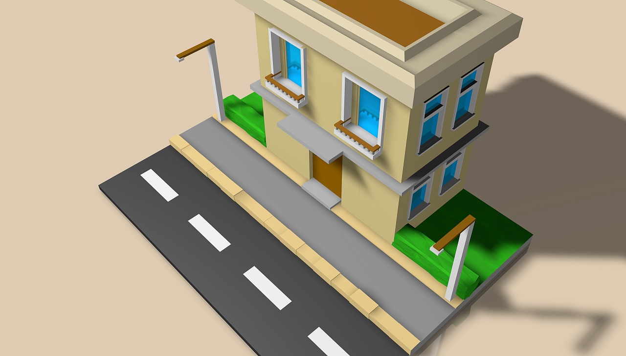 c4d街道小房子练习