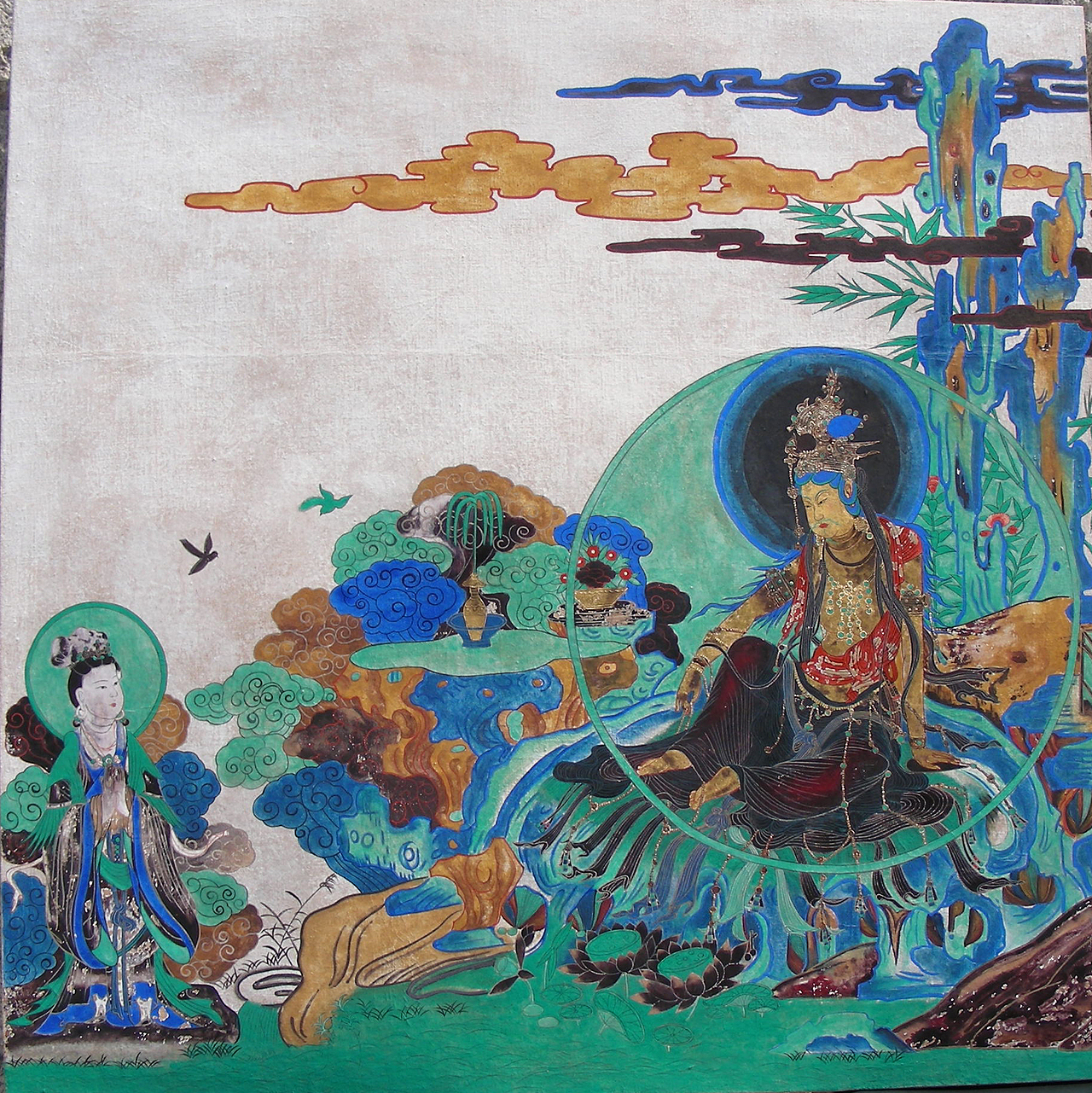 水月观音一（图ZMjI4ODg0NTg0） - 绘画 - 站酷设计师国画鹏哥原创素材 - 站酷ZCOOL