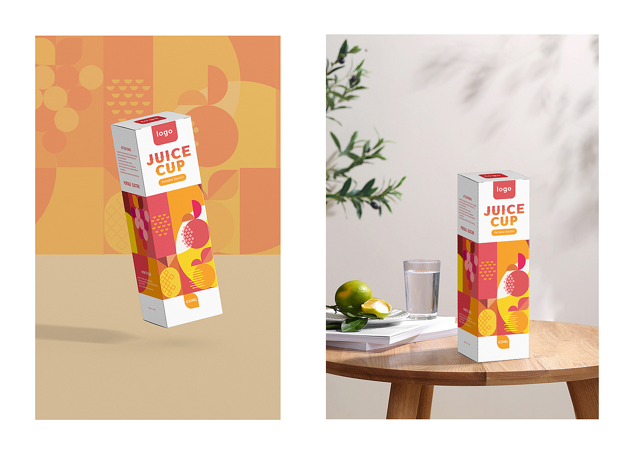 跨境品牌榨汁机抽象 元素插画包装设计