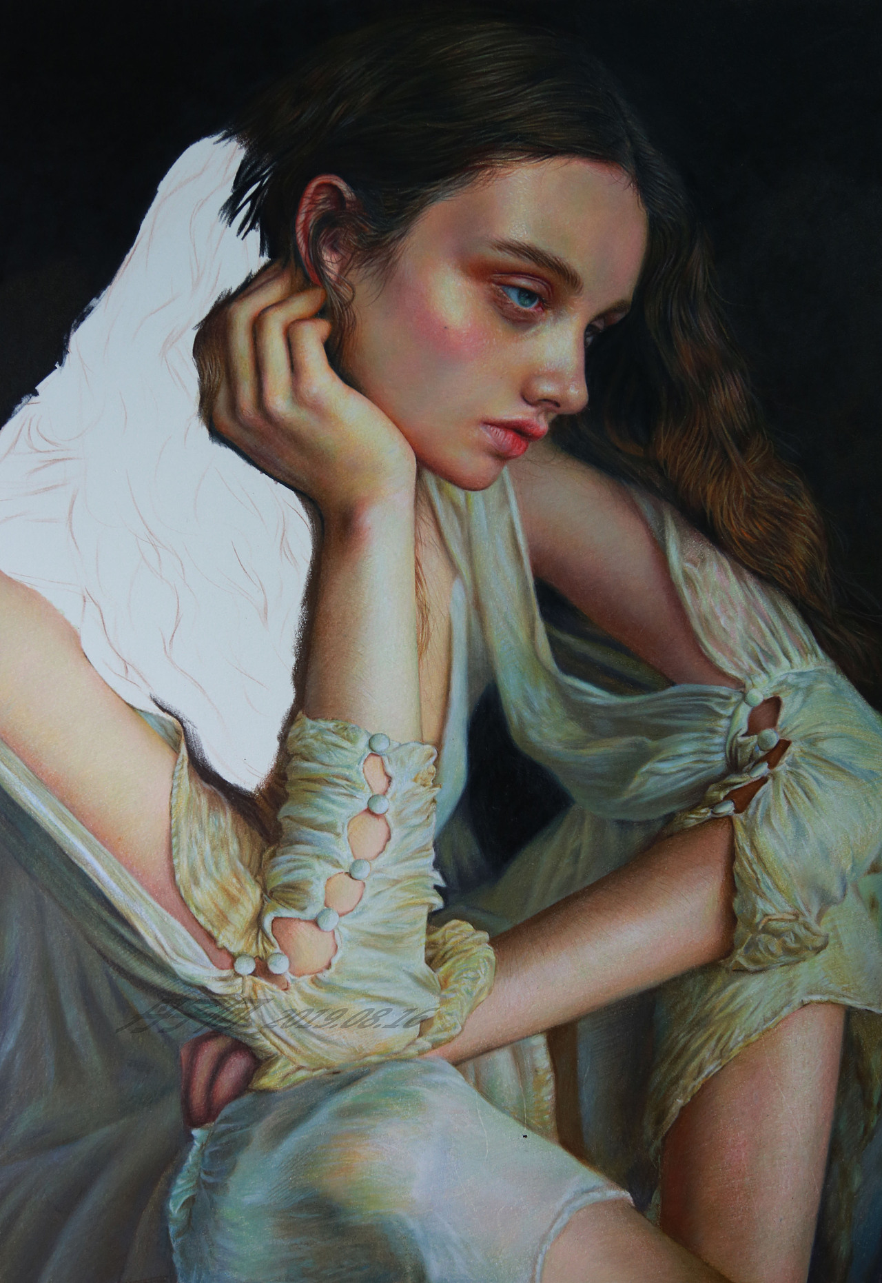 彩铅人物-《典雅》（内附视频）（图ZMTcyMzI5NDky） - 绘画 - 站酷设计师丹子何原创素材 - 站酷ZCOOL