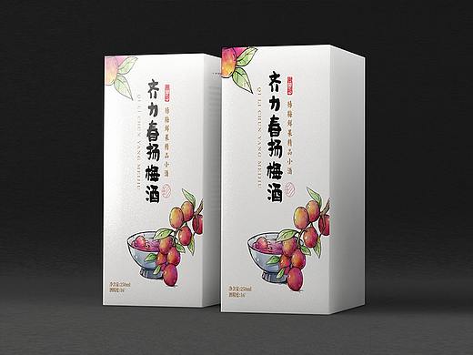 杨梅酒手绘包装设计