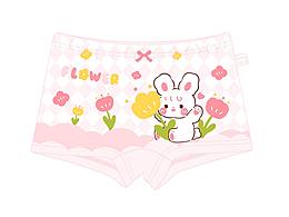 女童内裤 - 卡通图案 -花朵兔园