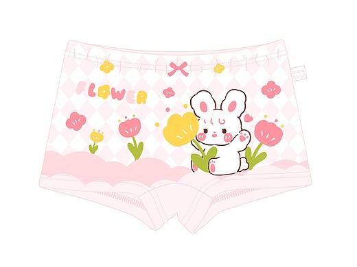 女童内裤 - 卡通图案 -花朵兔园