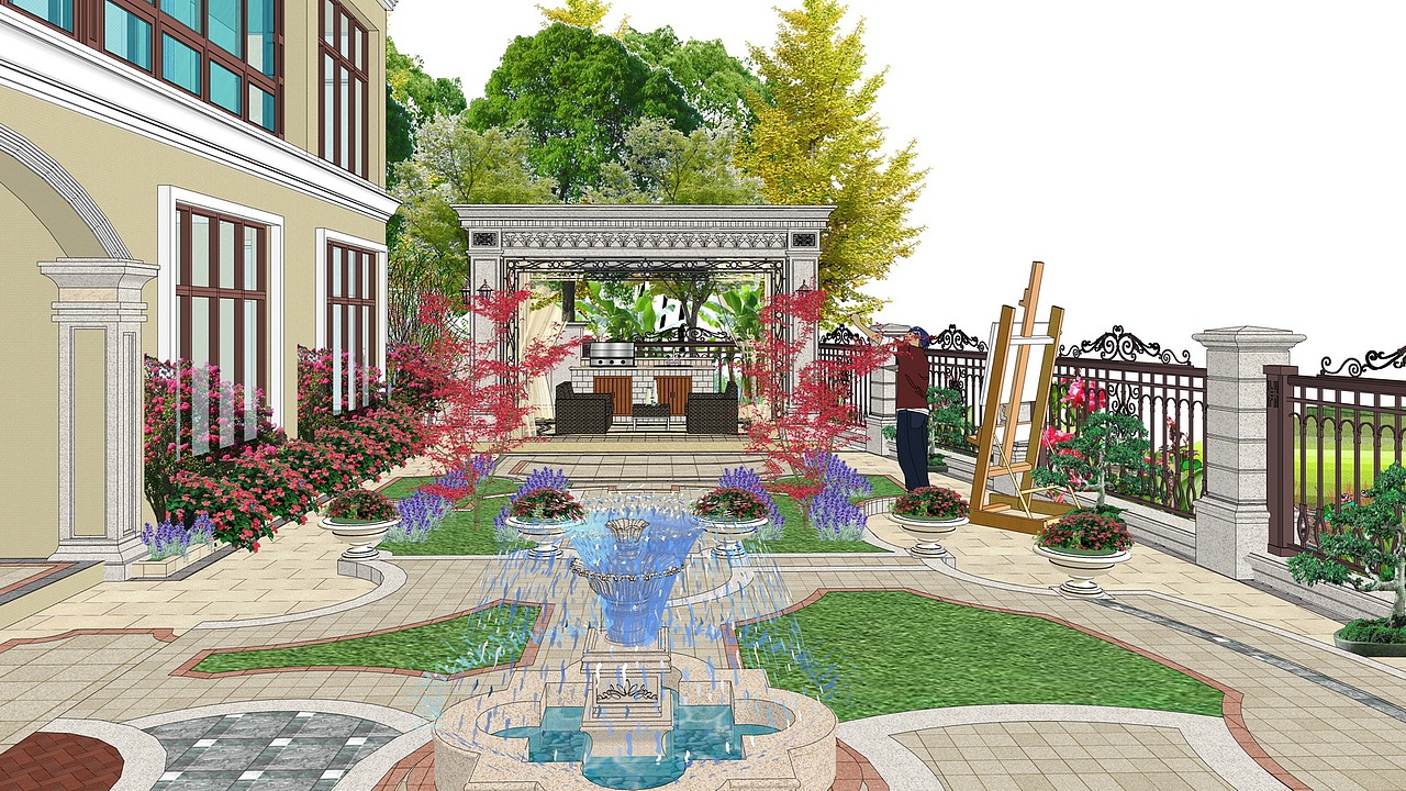 庭院景观SU模型下载（图ZMjYyMDU2NTY0） - 景观设计 - 站酷设计师素模网原创素材 - 站酷ZCOOL