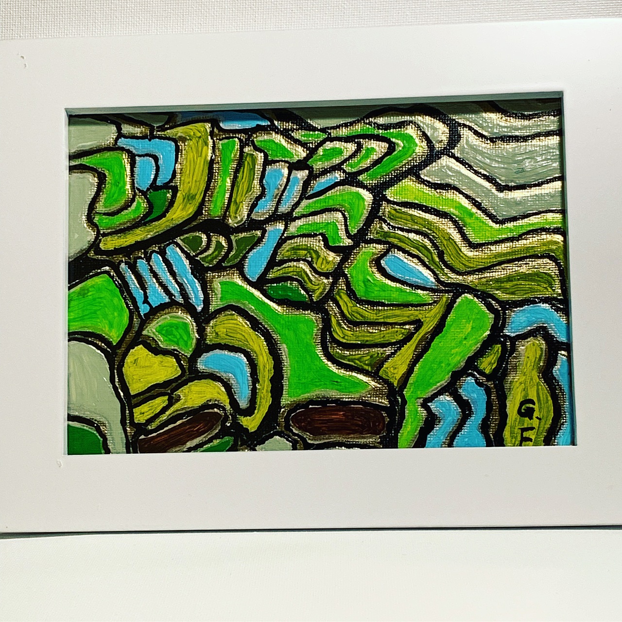 我用acrylic 创作了这幅作品「五彩梯田」通过不同的层次和色彩力求